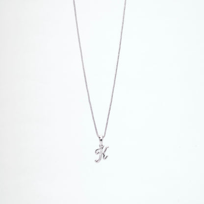 Alphabet K Rhodium Locket with Chain