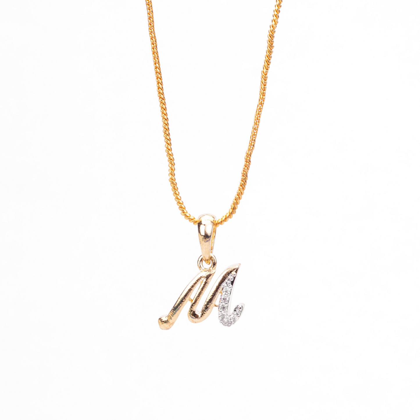 Alphabet M Two Tone Locket with Chain (18")