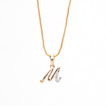 Alphabet M Two Tone Locket with Chain (18")