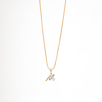 Alphabet M Two Tone Locket with Chain (18")