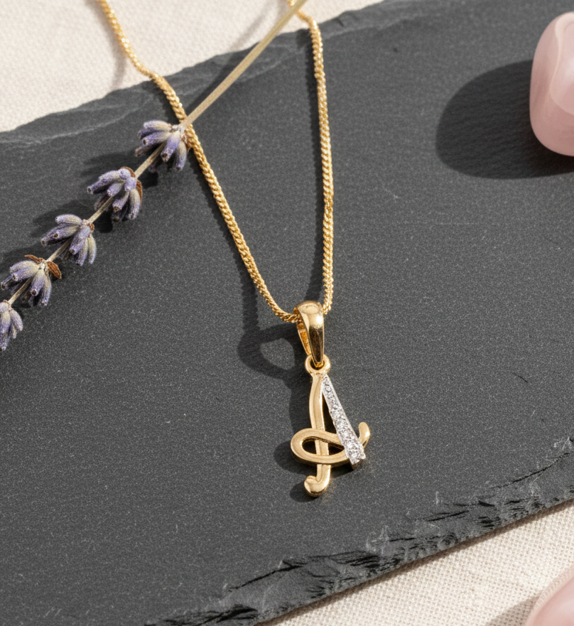 Alphabet A Two Tone Locket with Chain (18