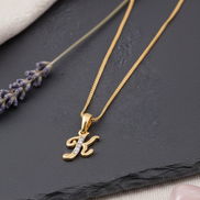 Alphabet K Two Tone Locket with Chain (18