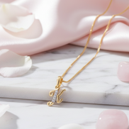 Alphabet K Two Tone Locket with Chain (18