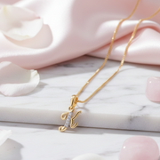 Alphabet K Two Tone Locket with Chain (18")