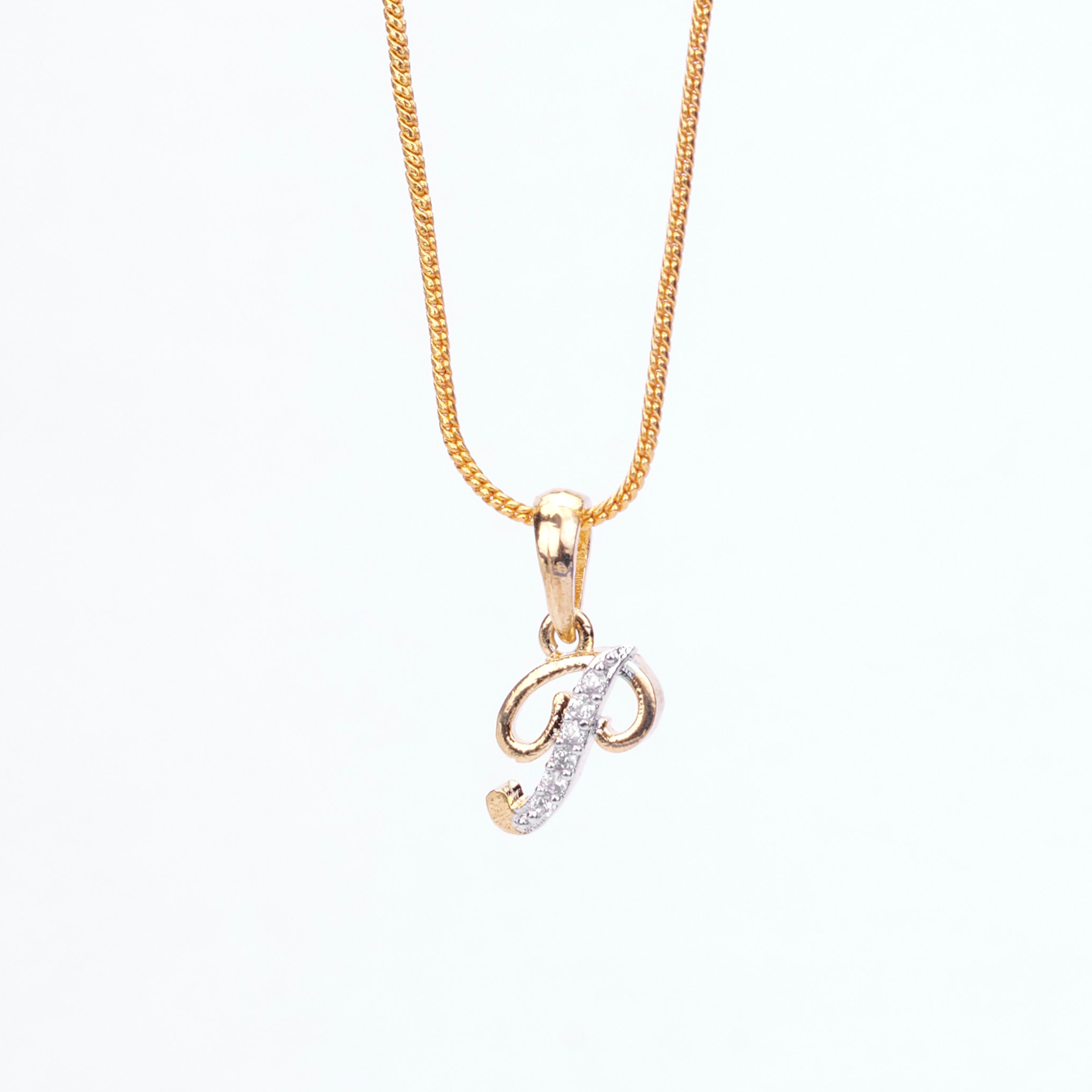 Alphabet P Two Tone Locket with Chain (18")