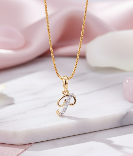 Alphabet P Two Tone Locket with Chain (18")