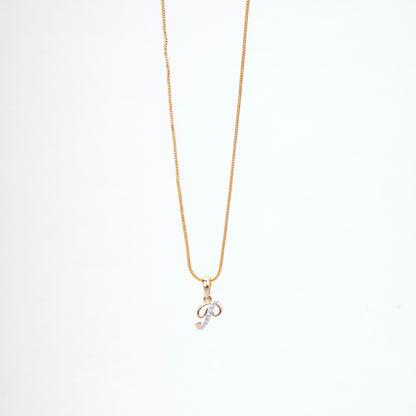 Alphabet P Two Tone Locket with Chain (18")