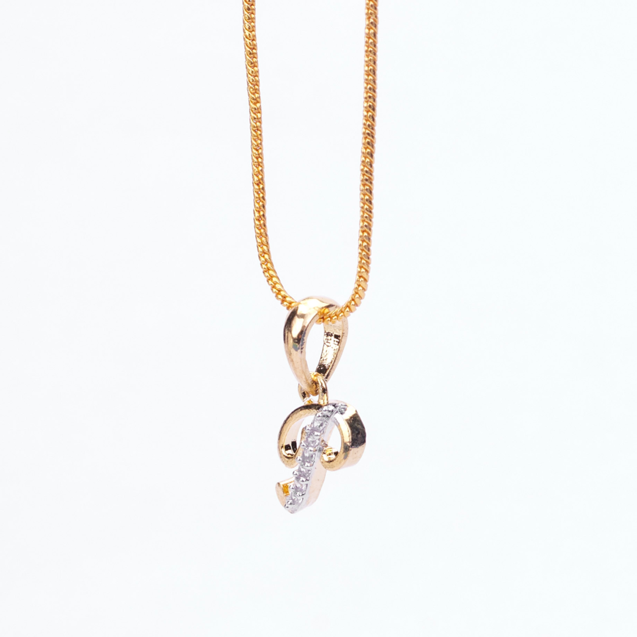 Alphabet P Two Tone Locket with Chain (18")