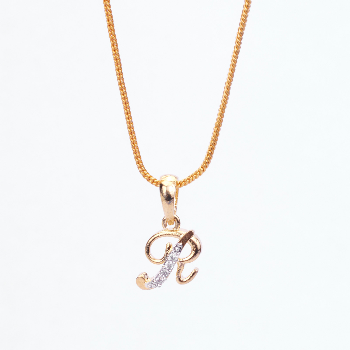 Alphabet R Two Tone Locket with Chain (18")