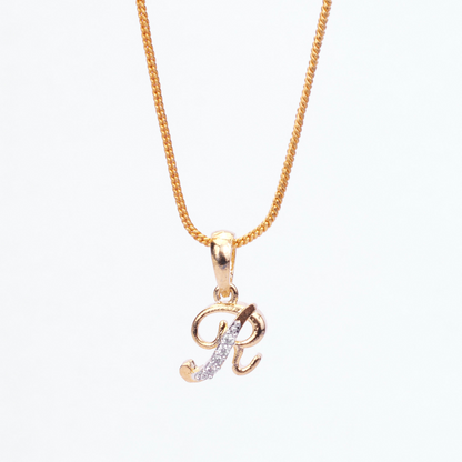 Alphabet R Two Tone Locket with Chain (18")