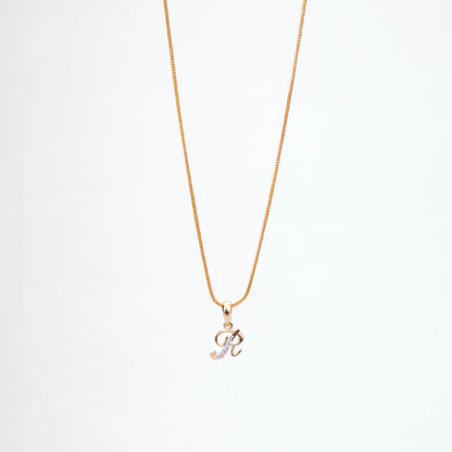 Alphabet R Two Tone Locket with Chain (18")