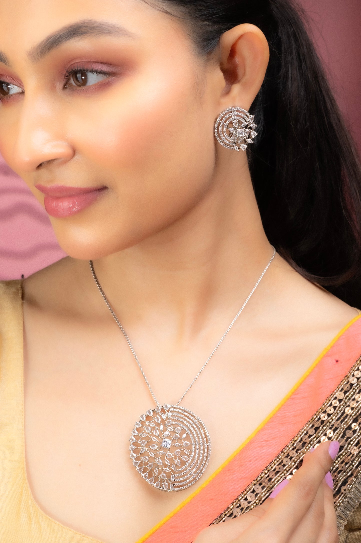Anigalan Star Rhodium Locket Set