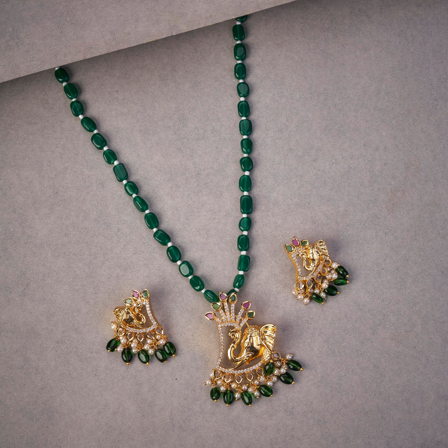 Ganpati Gold Plated Locket Set with Earrings