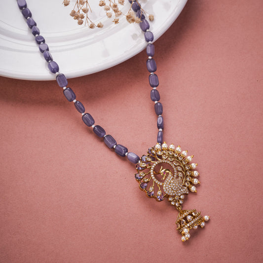 Graceful Peacock Motif Mehendi plated Locket Set