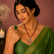 Ethnic Gemstone Mehendi Plated Locket Set with Sparkling Floral Pendant