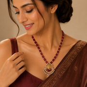 Traditional Beaded Temple Locket with Lord Ganesha Pendant