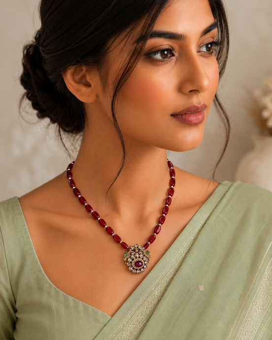 Blossom Bird  Mehendi Plated Locket Set