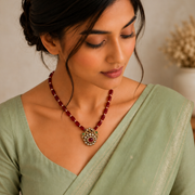 Blossom Bird  Mehendi Plated Locket Set