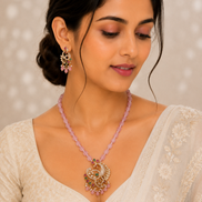 Elegant Peacock Gold Plated Locket Set with Earrings