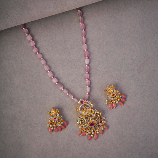 Lakshmi Enachanted Gold Plated Locket Set with Earrings