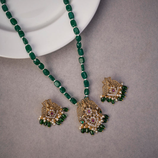 Enchanted Fairy Mehendi Locket Set with Earrings