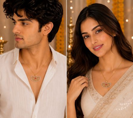 Trilok Sambhu Gold Plated Locket Set