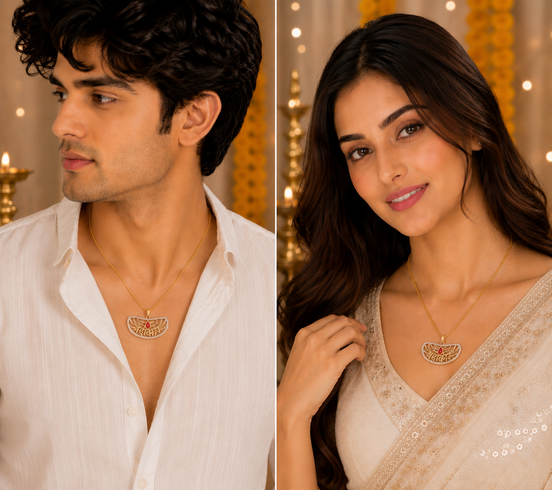 Trilok Sambhu Gold Plated Locket Set