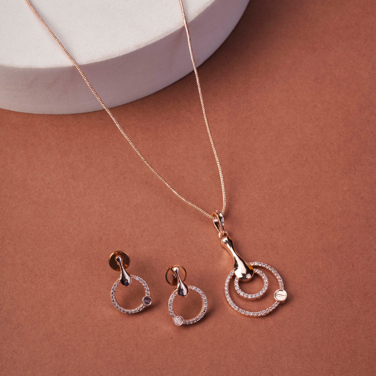 Enchanted Bloom Rose Gold Plated Locket Set with Earrings