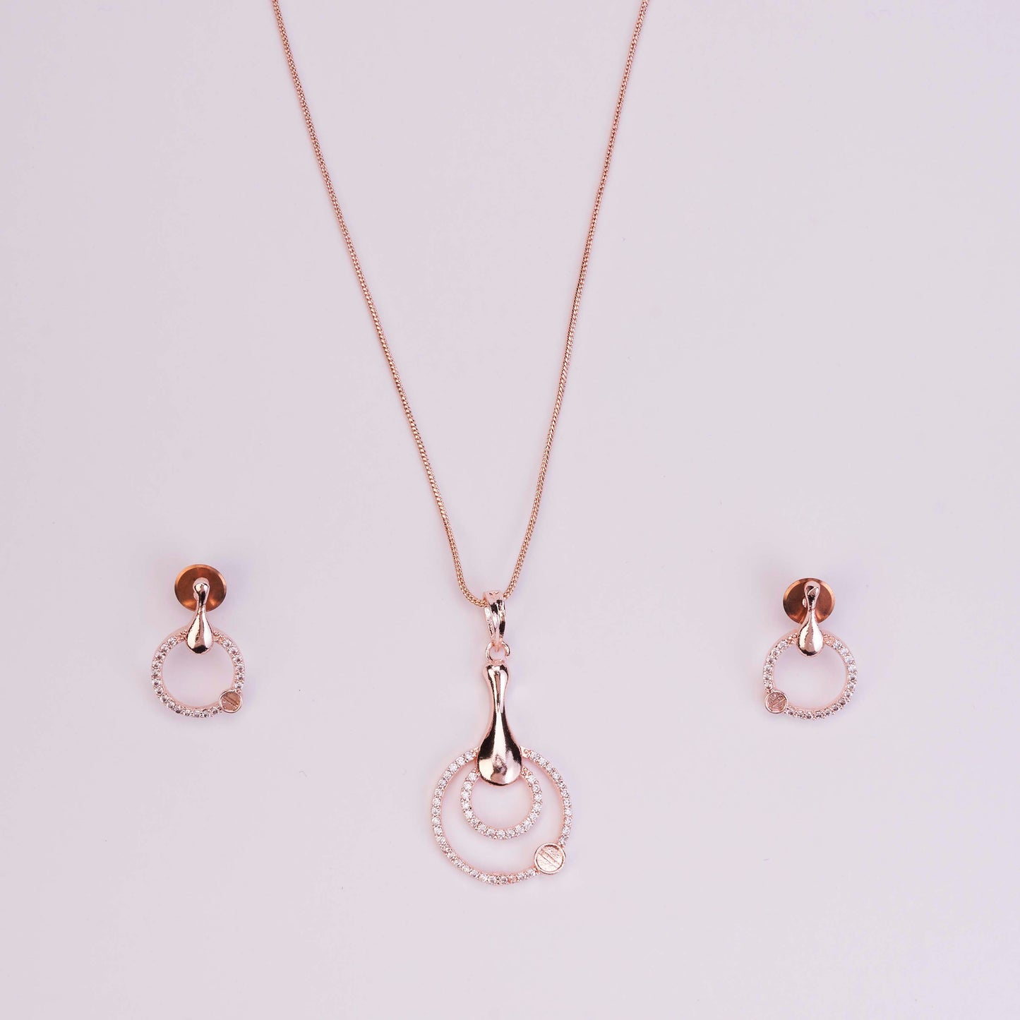Enchanted Bloom Rose Gold Plated Locket Set with Earrings