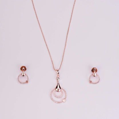 Enchanted Bloom Rose Gold Plated Locket Set with Earrings