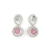Rhodium Plated Floral Pink Stone Locket Set