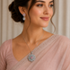 Rhodium Plated Floral Pink Stone Locket Set