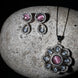 Rhodium Plated Floral Pink Stone Locket Set