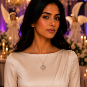 Gold-Sliver Love Birds Pendant AD Locket Set