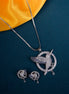 Humming Bird Rhodium Plated AD Locket Set with Earrings