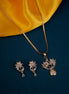 Floral Enchanted Gold Plated AD Locket Set with Earrings