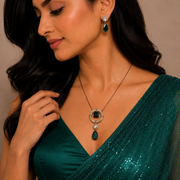 Vintage Style Mehendi Plated Locket Set with Earrings