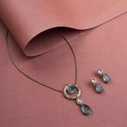 Vintage Style Mehendi Plated Locket Set with Earrings