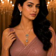 Vintage Style Mehendi Plated Locket Set with Earrings