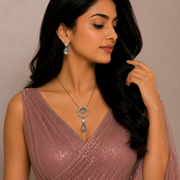 Vintage Style Mehendi Plated Locket Set with Earrings