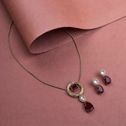 Vintage Style Mehendi Plated Locket Set with Earrings
