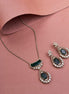 Halo Designed Mehendi Plated Locket Set with Earrings