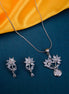 Floral Enchanted Rhodium Plated AD Locket Set with Earrings