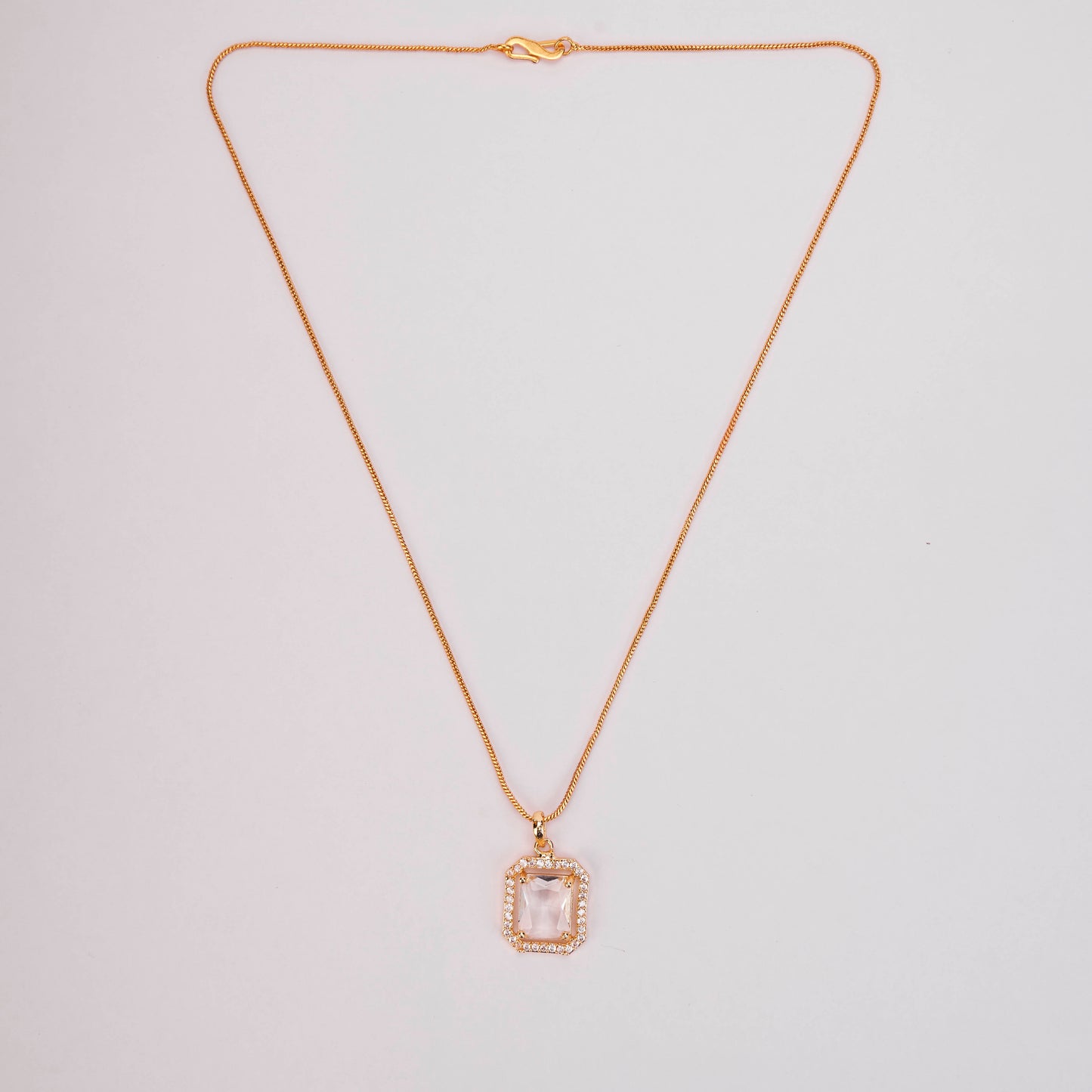 Gold Plated Octagon Stone Pendant with chain
