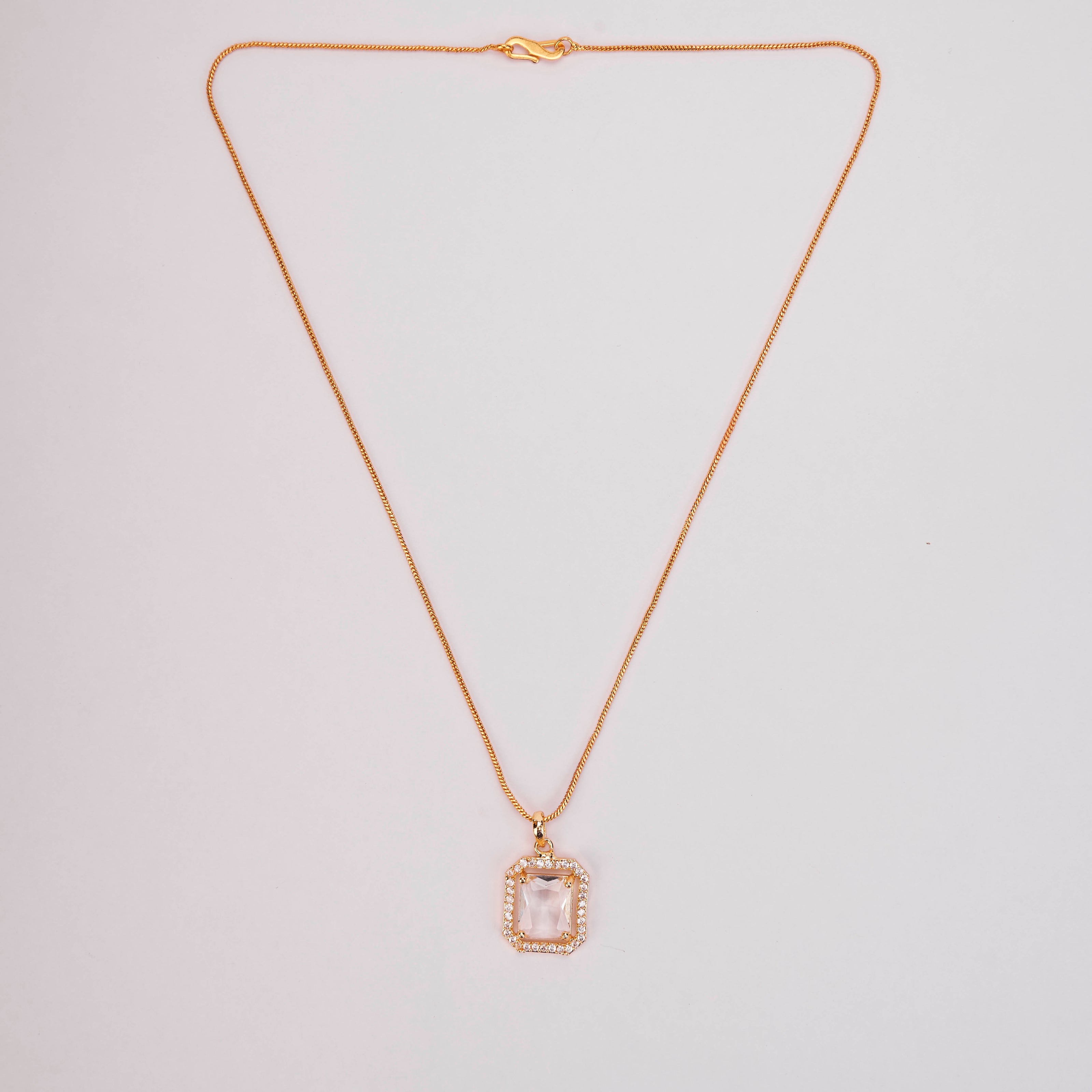 Gold Plated Octagon Stone Pendant with chain