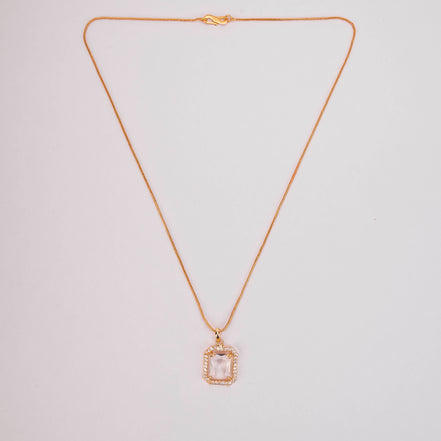 Gold Plated Octagon Stone Pendant with chain