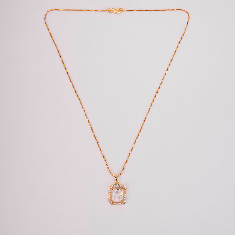 Gold Plated Octagon Stone Pendant with chain