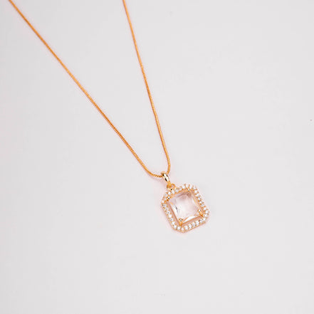 Gold Plated Octagon Stone Pendant with chain