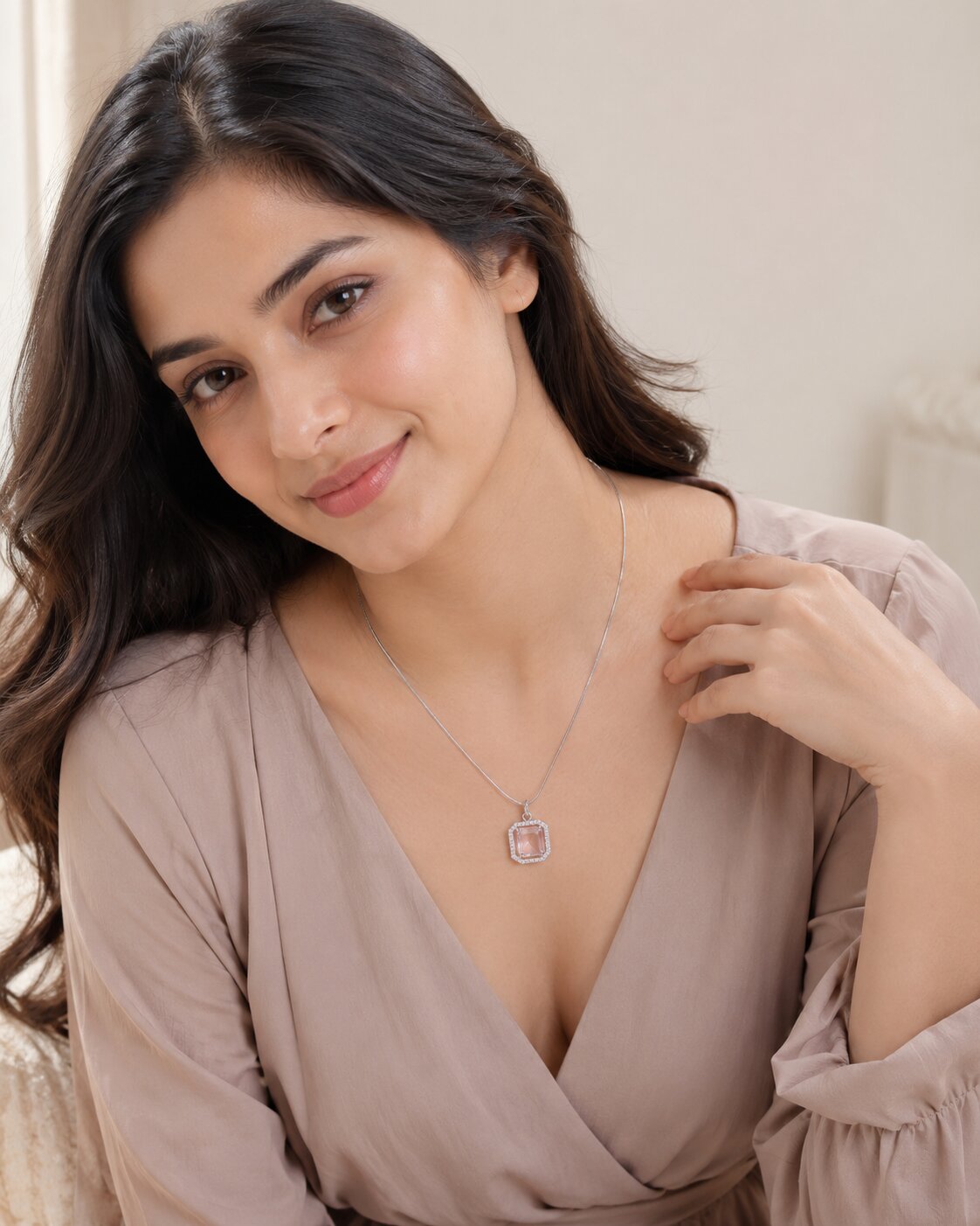 Gold Plated Octagon Stone Pendant with chain