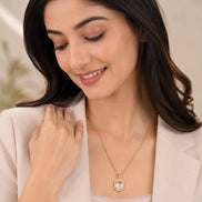 Gold Plated Octagon Stone Pendant with chain